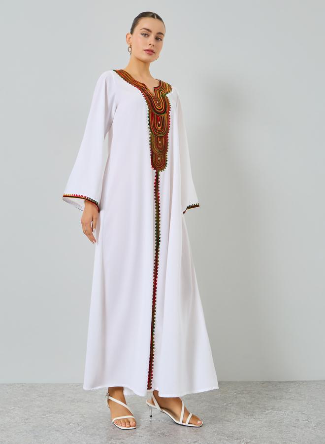 Maxim Creation White Embroidered A-Line Jalabiya - Image 2